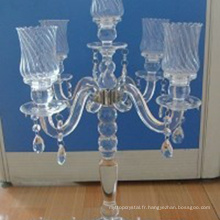 Bougeoir en cristal 3arms pour centres de mariage